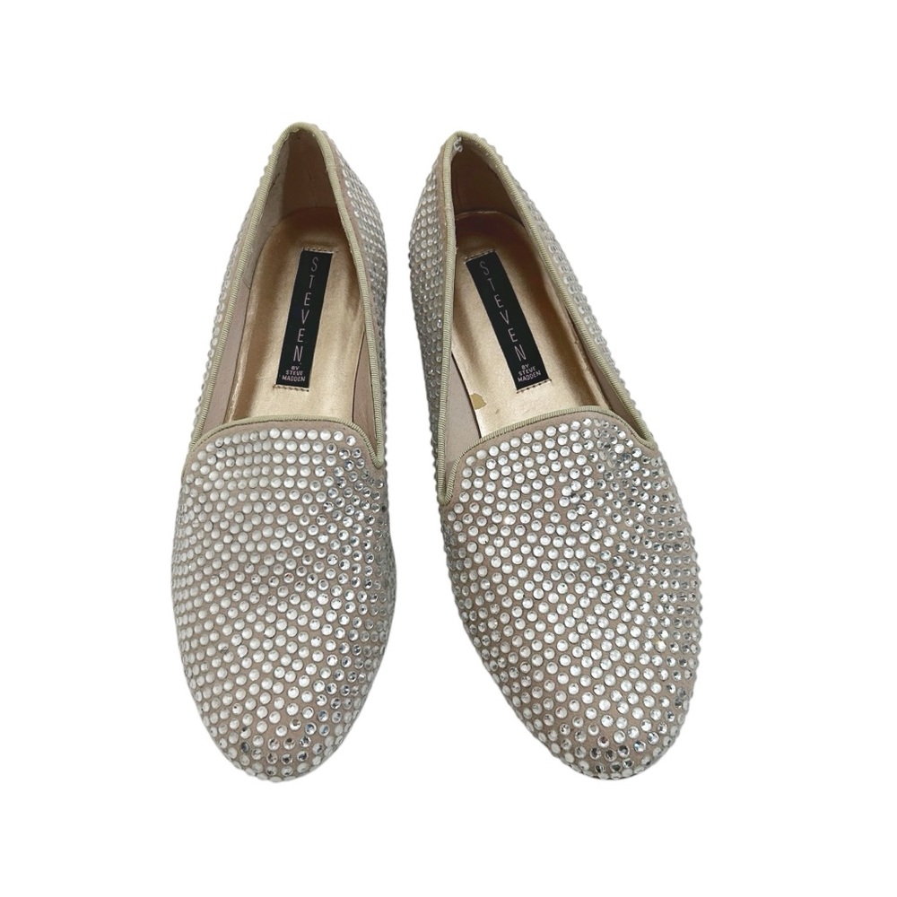 Steven By Steve Madden Size 7 1/2 Sparkling Jeweled Leather Madee Flat Shoes